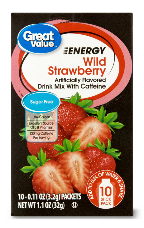 Great Value Wild Strawberry Drink Mix, 10 Ct