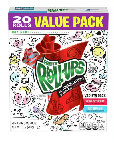 Fruit Roll-Ups With Tongue Tattoos 20 Pack
